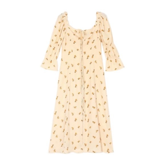 Boho Cream Floral print lace up midi dress - Picture 7 of 8